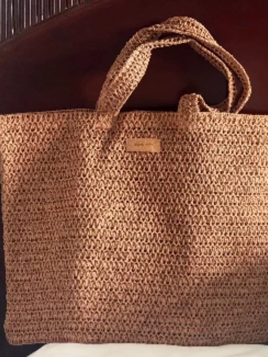 Original Burberry Extra Large Goddess Brown Woven Tote - Picture 1 of 7